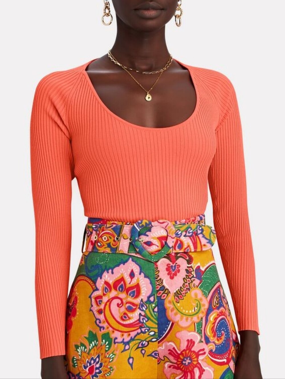 ALC Brendan Ribbed Top Persimmon Orange Size M Stretch Bodycon Summer